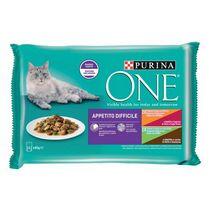 PURINA ONE Filettini in salsa Gatto Appetito Difficile Con Pollo e Manzo, Tacchino e Anatra