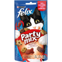 FELIX Party Mix Gatto Snack Mixed Grill Aromatizzato con Manzo, Pollo e Salmone