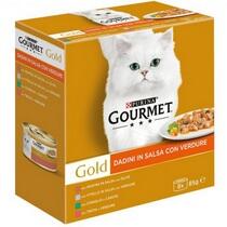 GOURMET Gold Gatto Dadini in Salsa con Verdure con Anatra, Trota, Coniglio Vitello