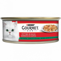 GOURMET Rosso Gatto Fettine con  Anatra, Coniglio e Zucchine