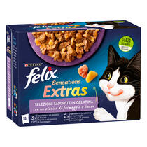 FELIX Sensations Extras Selezioni Saporite in gelatina - (Tacchino&Bacon/Manzo&Form/Salm&Form/Tonno&Form)