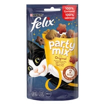 FELIX Party Mix Gatto Snack Original Mix Aromatizzato con Pollo, Fegato e Tacchino