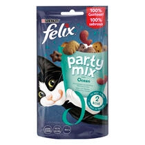 FELIX Party Mix Gatto Snack Ocean Mix Aromatizzato con Salmone, Merluzzo e Trota