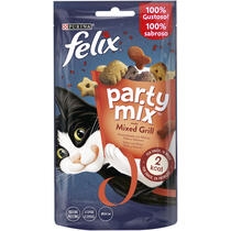 FELIX Party Mix Gatto Snack Mixed Grill Aromatizzato con Manzo, Pollo e Salmone