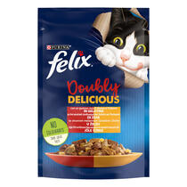 FELIX Le GHIOTTONERIE Doubly Delicious Gatto Con Manzo e Pollame