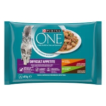 PURINA ONE Filettini in salsa Gatto Appetito Difficile Con Pollo e Manzo, Tacchino e Anatra