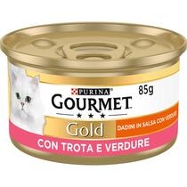 GOURMET Gold Gatto Dadini in Salsa con Verdure, con Trota e Verdure