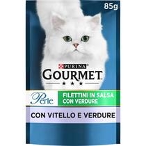 GOURMET Perle Gatto Filettini in Salsa con Verdure, con Vitello e Verdure