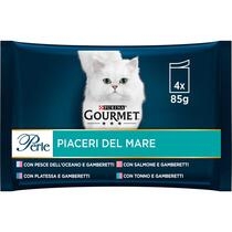 GOURMET Perle Gatto Piaceri del Mare con Salmone, Platessa, Tonno, Pesce dell'Oceano