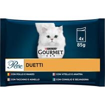 GOURMET Perle Gatto Duetti con Manzo e Pollo, Tacchino e Agnello, Vitello e Anatra, Coniglio e Selvaggina