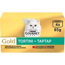 GOURMET Gold Tortini Gatto con Pollo e Carote, con Manzo e Pomodori