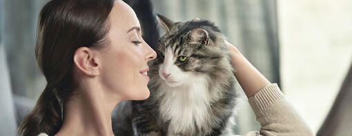 donna con gatto in braccio