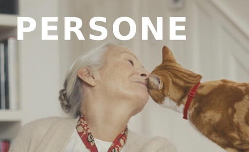 donna anziana su un divano con un gatto