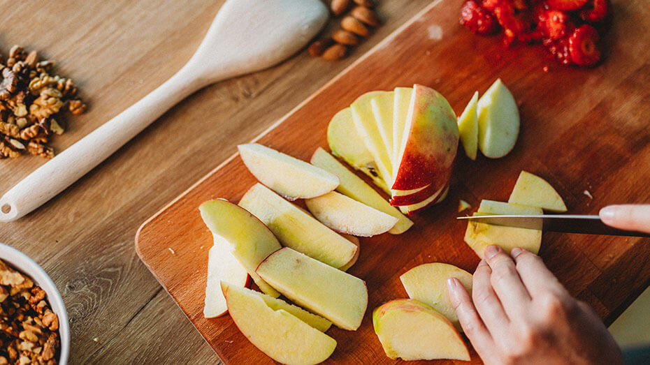 Sliced apple on a board Sliced apple on a board